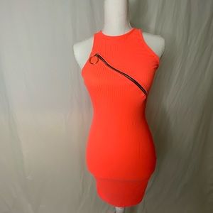 Coral Ribbed Tee Dress